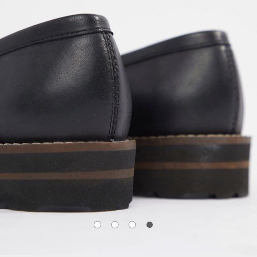 asos design maxfield leather fringed loafers