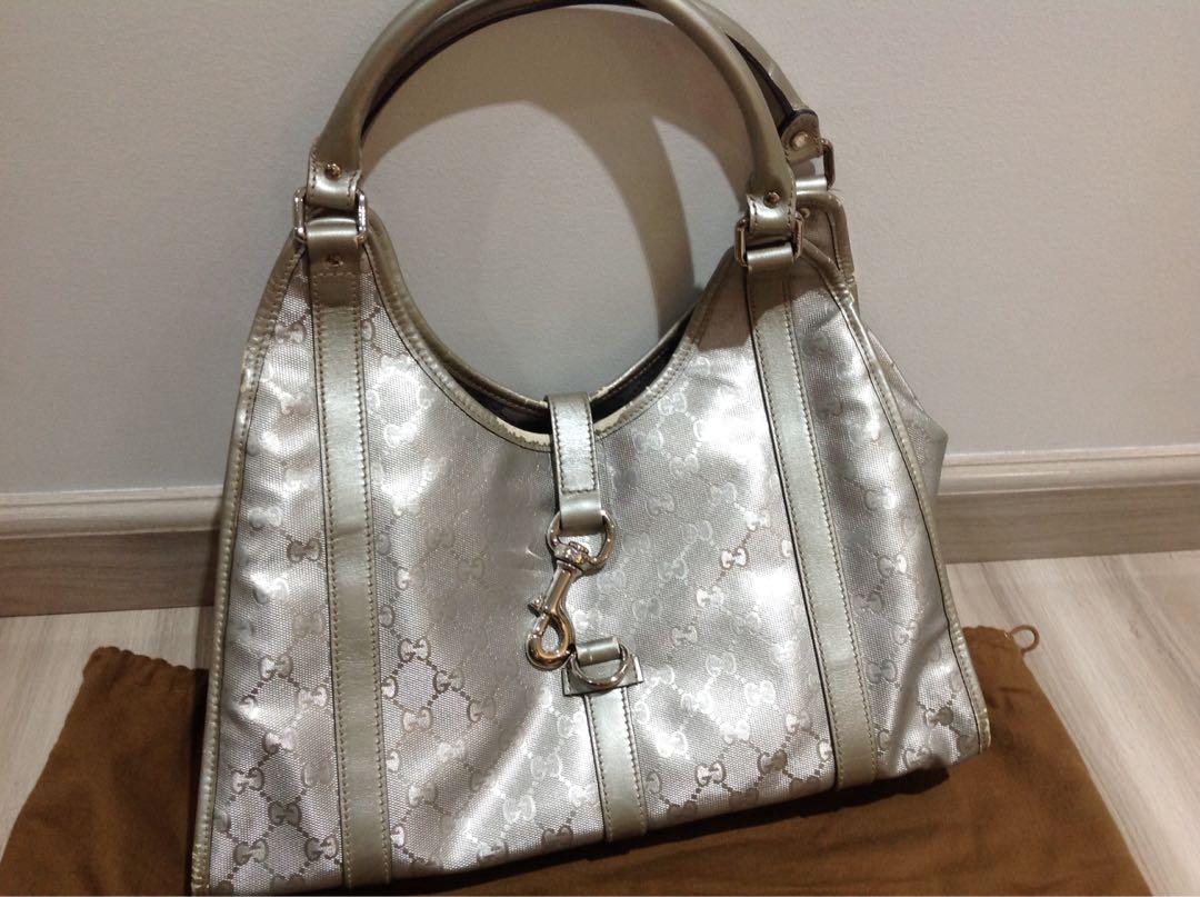 Authentic Gucci Inprime Monogram Joy shoulder bag Silver (Category: Luxury Bags & Wallets) located in Paranaque City. Submitted by french21closet (Listing ID 217611551, Image 1). Description: 100% Authentic Gucci Imprime Josephine Monogram Joy shoulder bag Silver With signs of usage, w/ dust bag, orig receipt showing orig price from Gucci store for serious buyers only PM me if interested/SMS 09174506853 .
