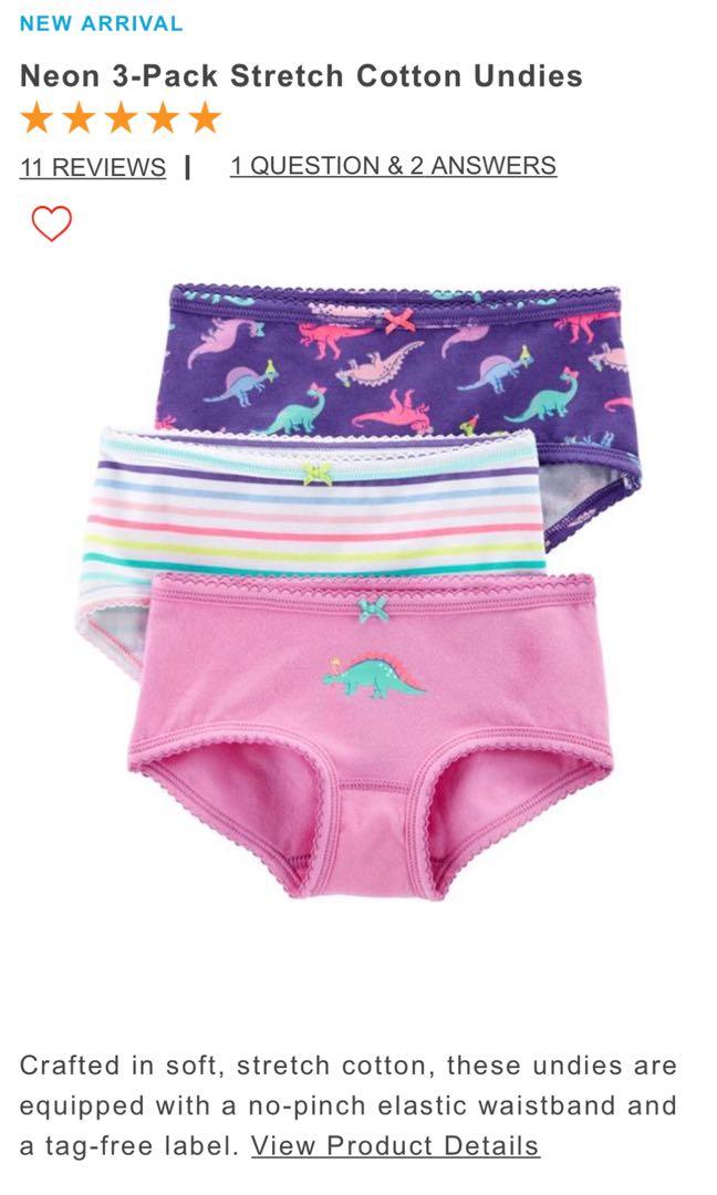  Carter's Girl's 3-Pack Stretch Cotton Panties