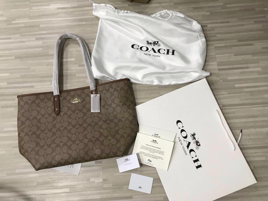 COACH CITY ZIP TOTE BAG SIGNATURE F36876 Khaki
