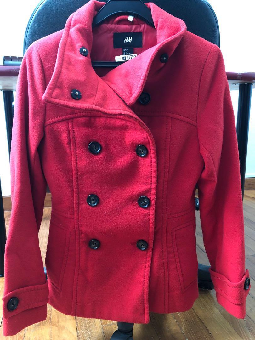 Red winter trench coat clearance