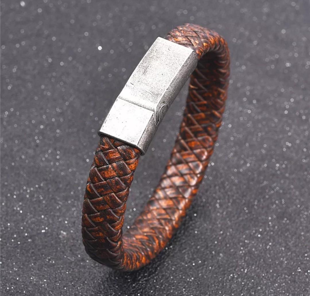 Men s Genuine Leather Bracelets Watch Pairing Accessories