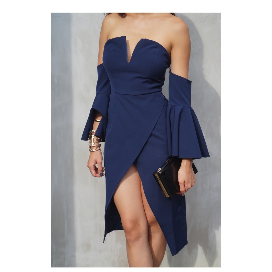 Navy blue bustier dress, Women's Fashion, Dresses & Sets, Jumpsuits on ...