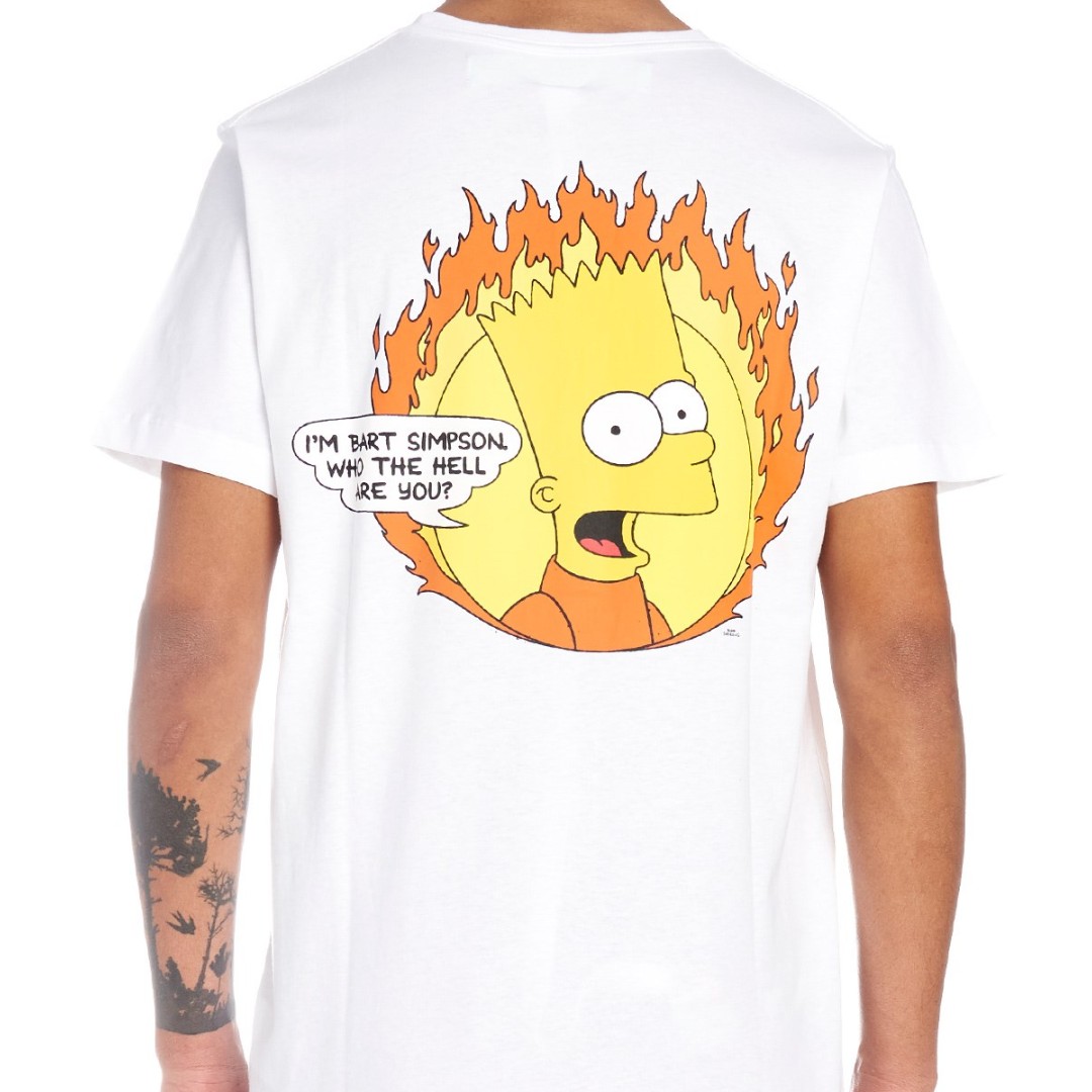 Off White Flame Bart SImpsons Tee, Fashion, Tops & Sets, Tshirts & Polo Shirts on Carousell