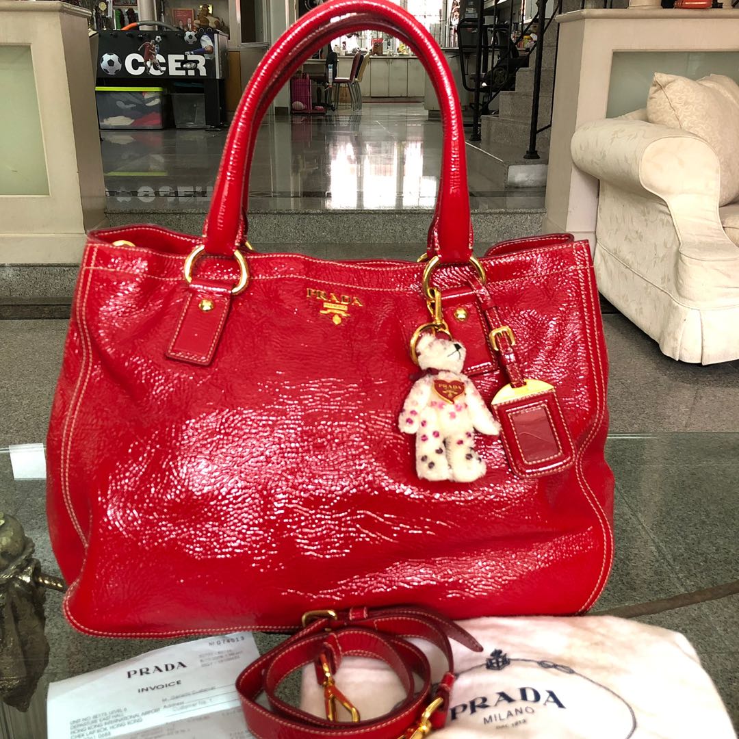 Prada Red Patent Leather Handbag Literacy Basics