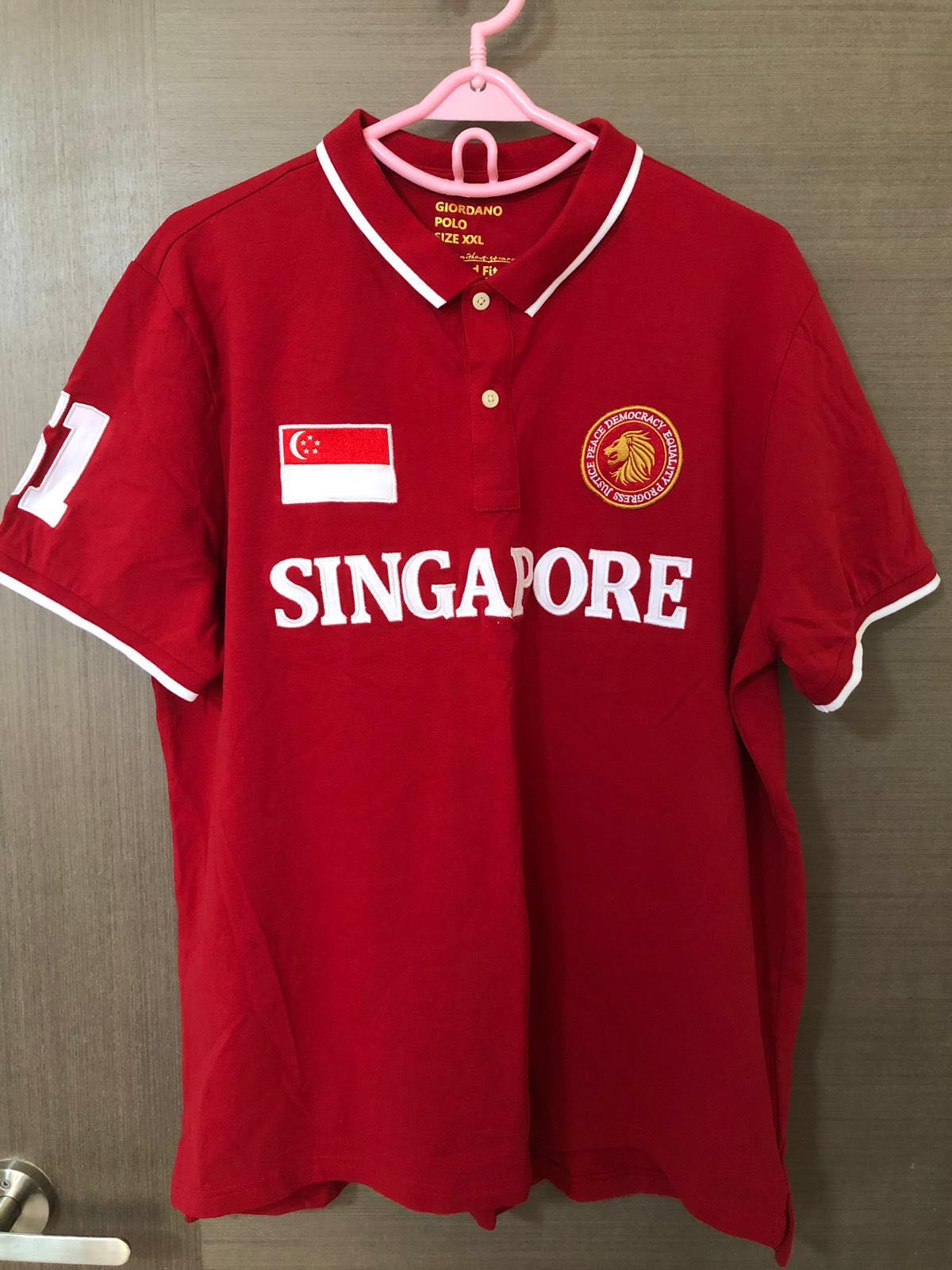  Giordano polo  T shirt red for Singapore National Day 