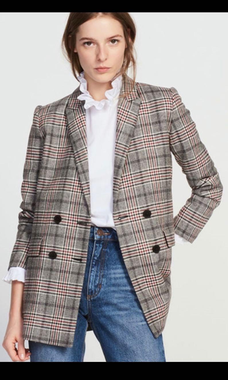 Plaid wool blazer clearance