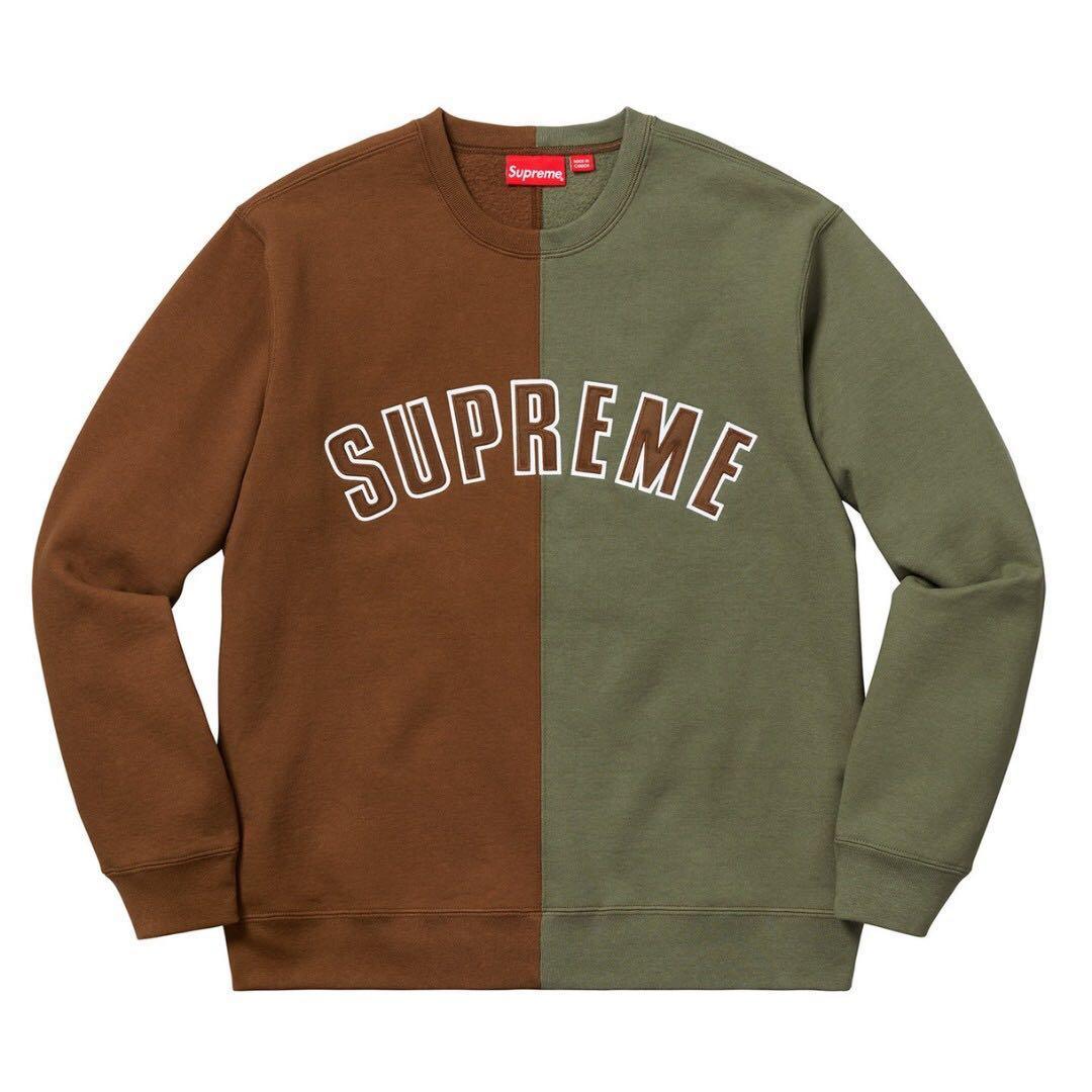 supreme split crewneck yellow