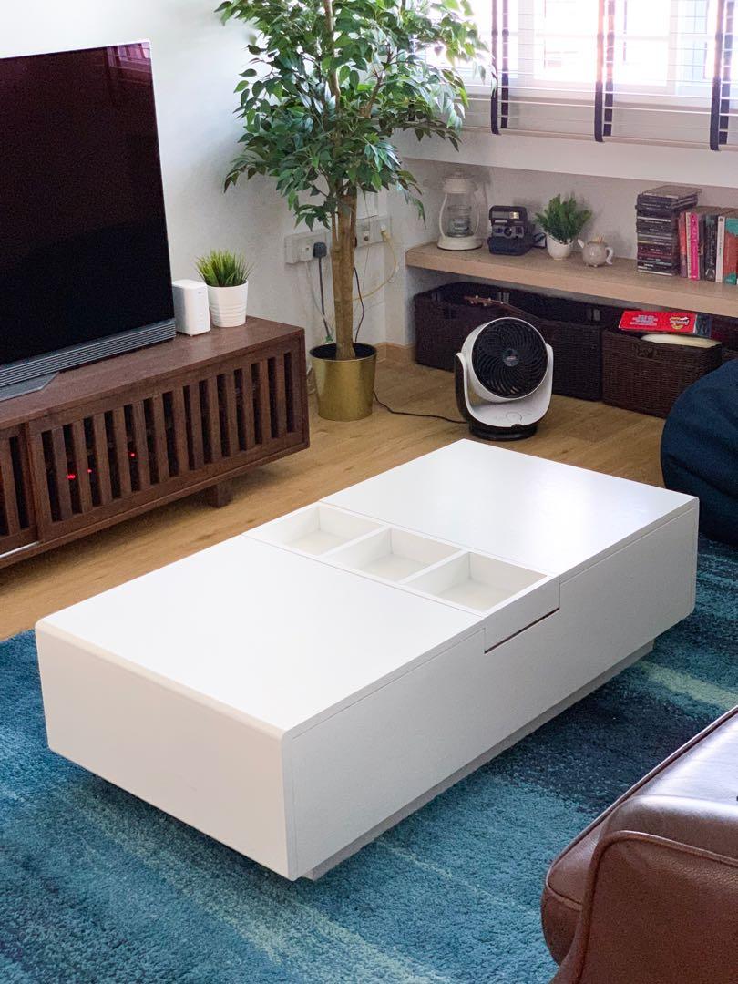 White Coffee Table With Storage Furniture Home Living Furniture Tables Sets On Carousell
