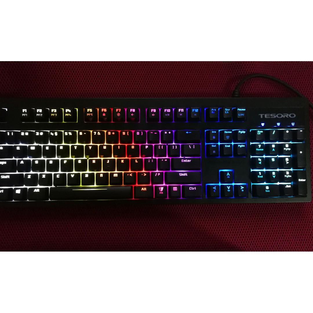 Wts Tesoro Excalibur Spectrum Rgb Backlit Gaming Keyboard W Blue Clicky Switches Electronics Computer Parts Accessories On Carousell