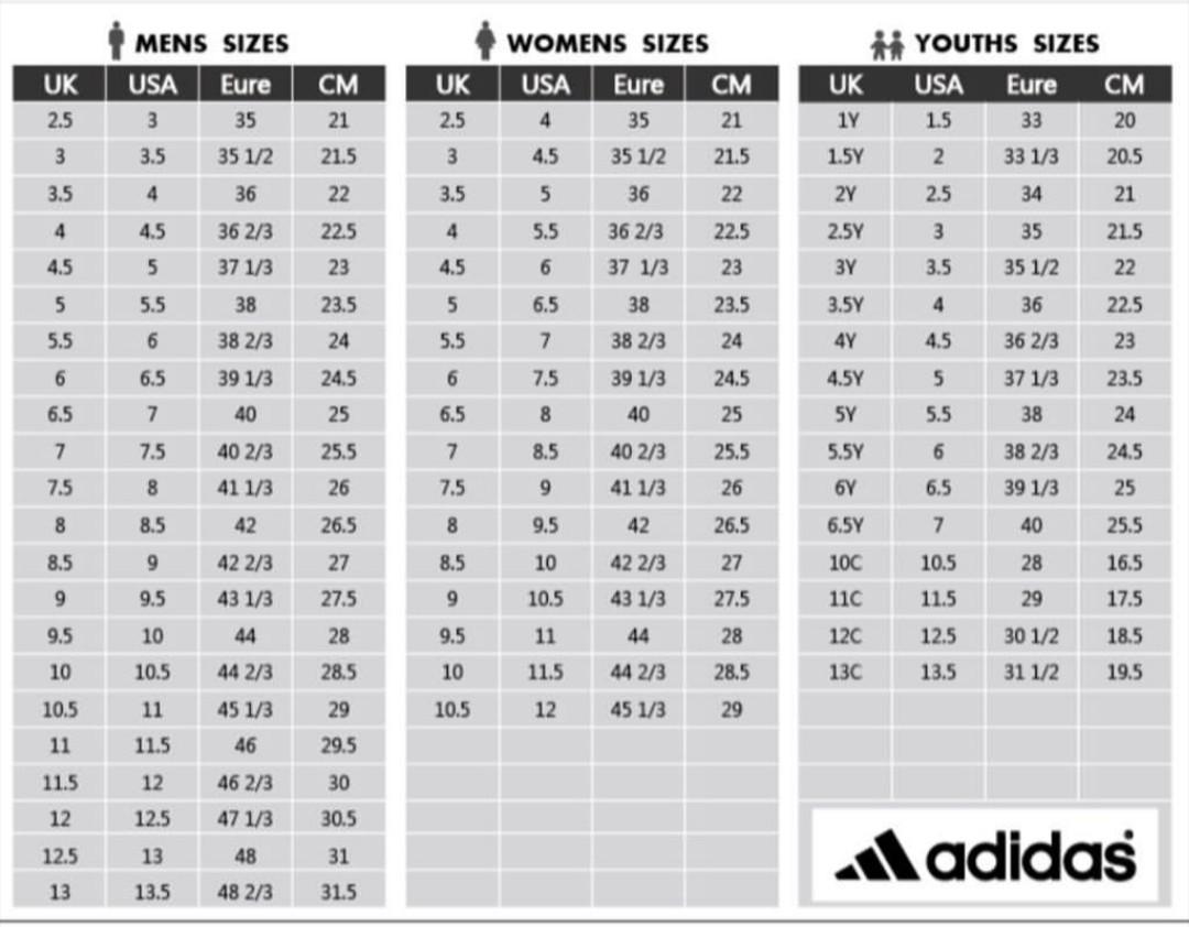 Yeezy grade school size chart cheap