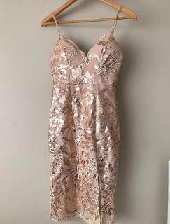 Chiffon boutique rose gold sequin dress
