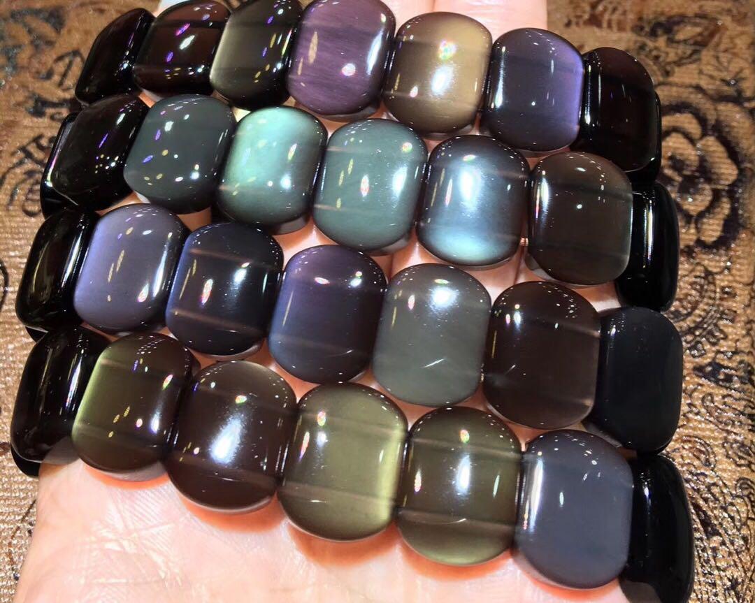 墨西哥 极品冰彩黑曜石手排