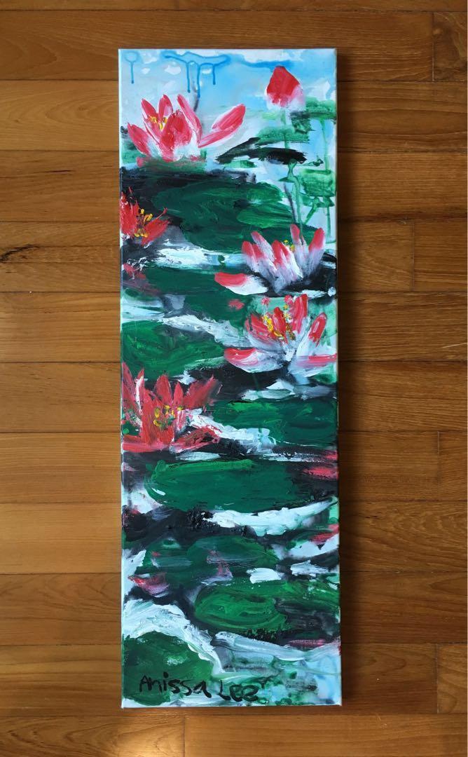 Acrylic Lotus Flower Painting Design Craft Art Prints On