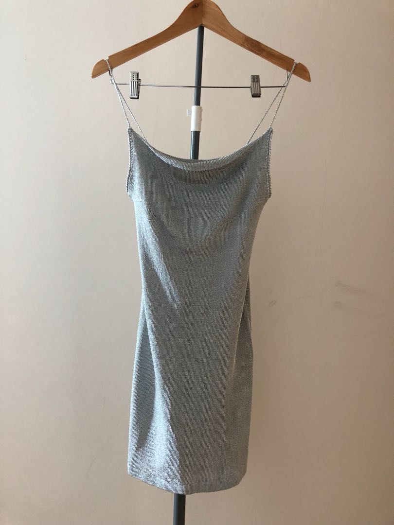 silver bardot dress