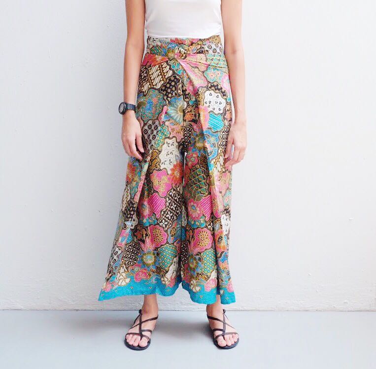 Batik culotte wrap pants, Women's 