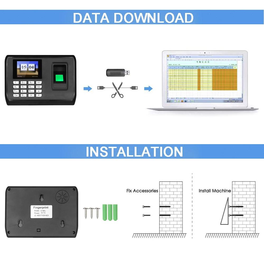 Biometric Fingerprint Password Attendance Machine Employee Checking-in ...