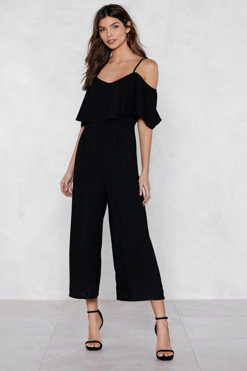 Black cold shoulder jumpsuit top