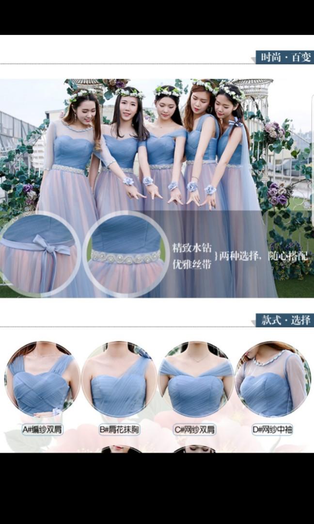 Blue korean style bridesmaid dress KNEE LENGTH Women s Fashion Dresses Sets Evening dresses gowns on Carousell