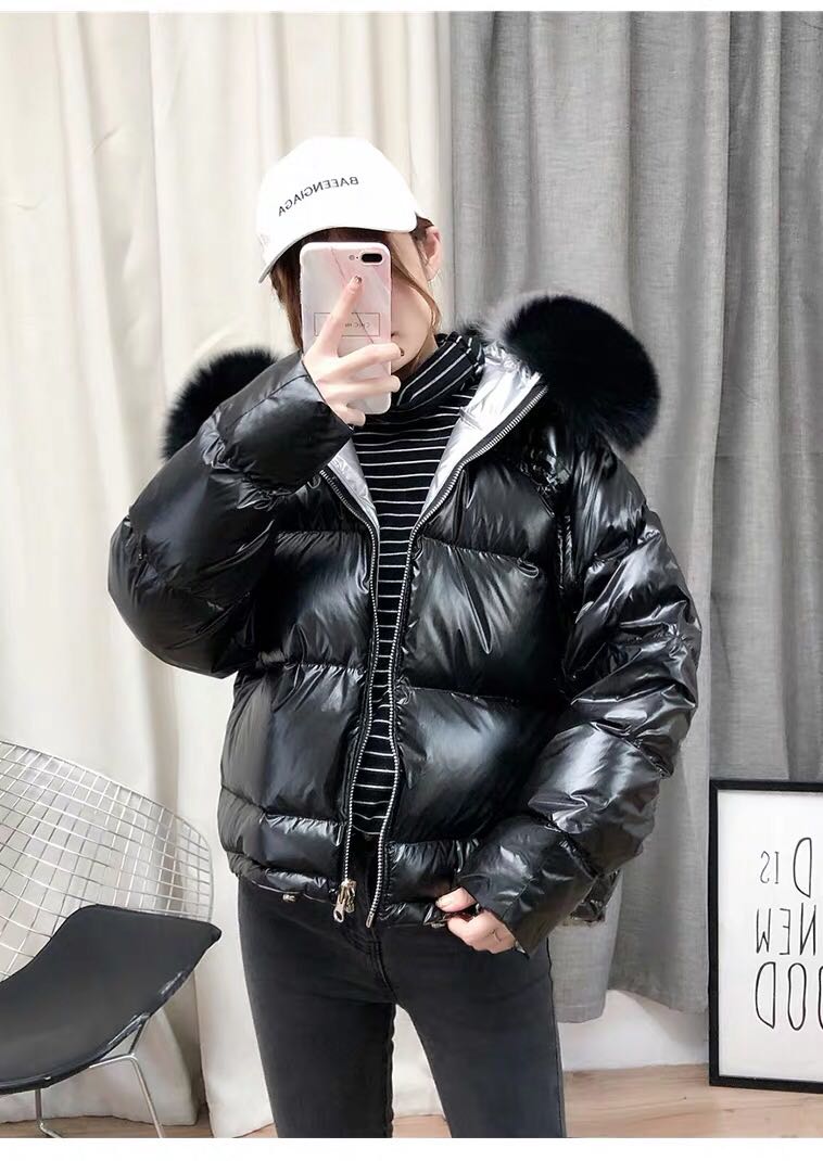 Brand new reversible 100 real goose down jacket SILVER BLACK