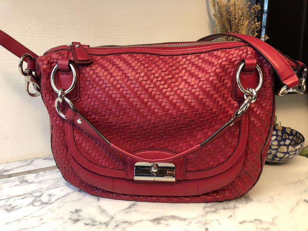Coach woven leather bag on sale