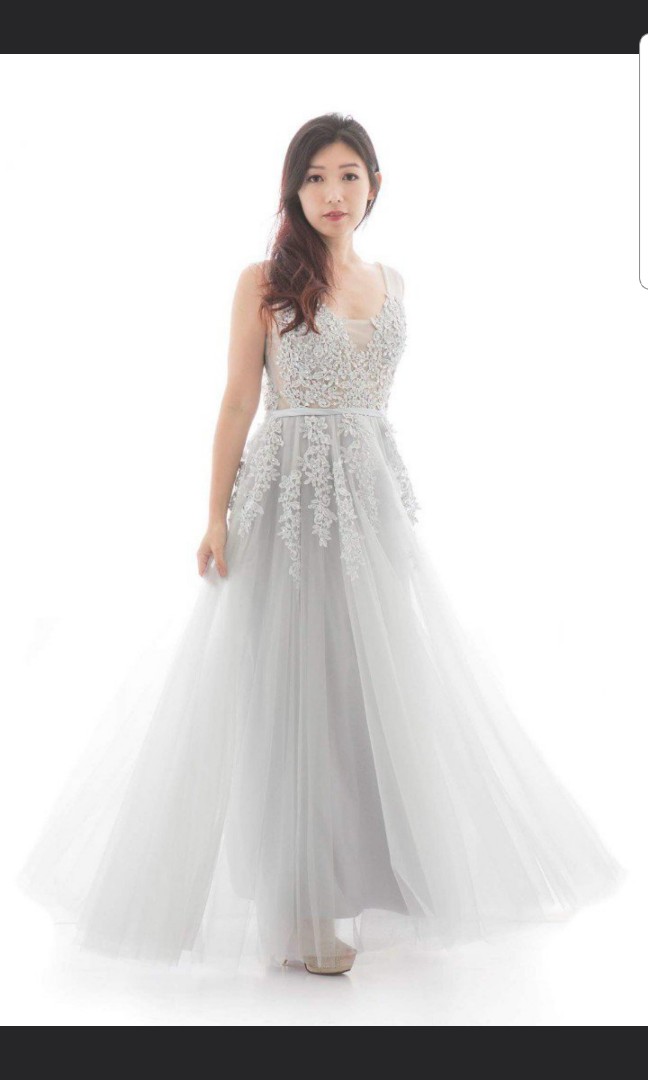 gray color evening gowns