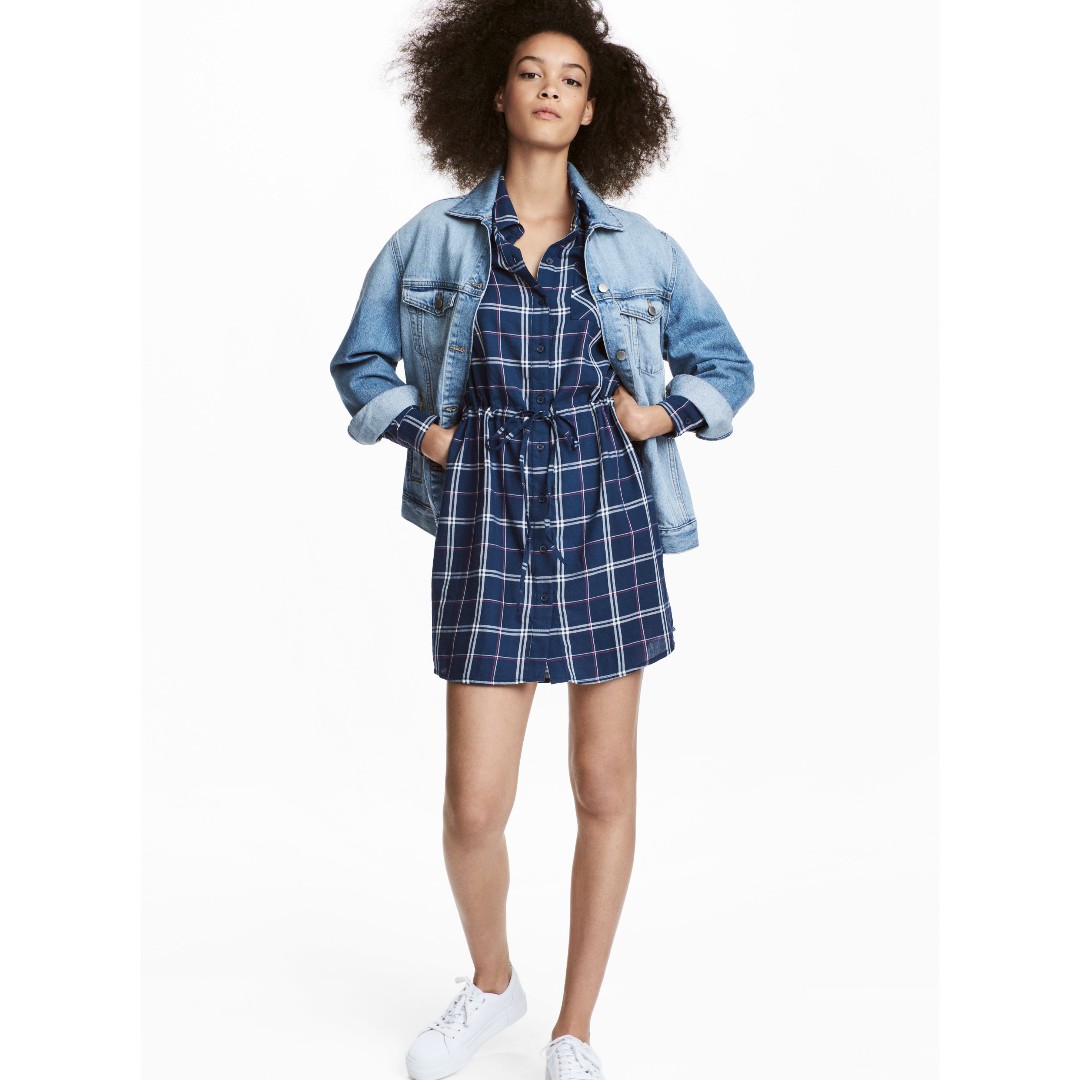 h&m checked shirt dress