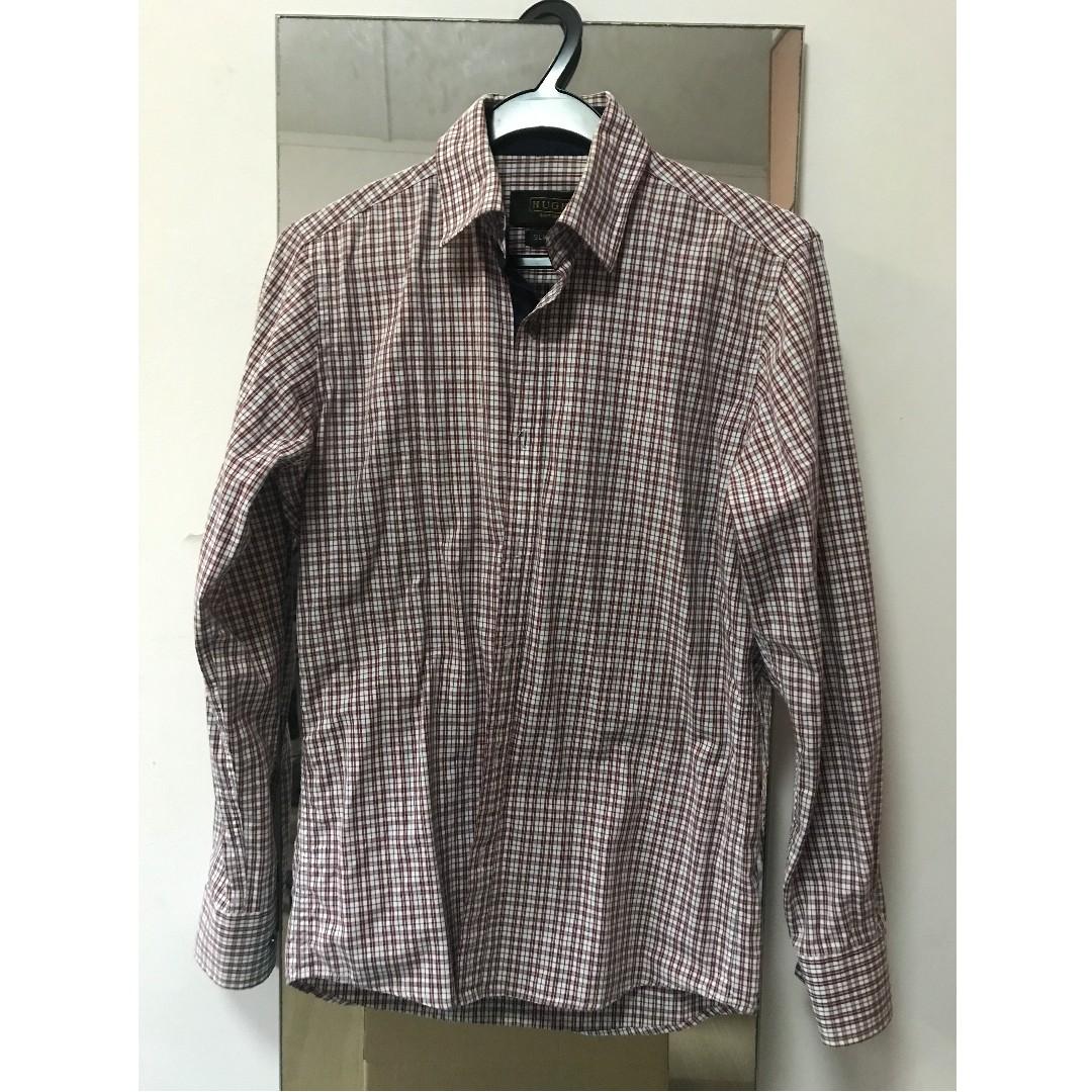 Hugh British Men S Maroon Blue Checkered Shirt Men S Fashion