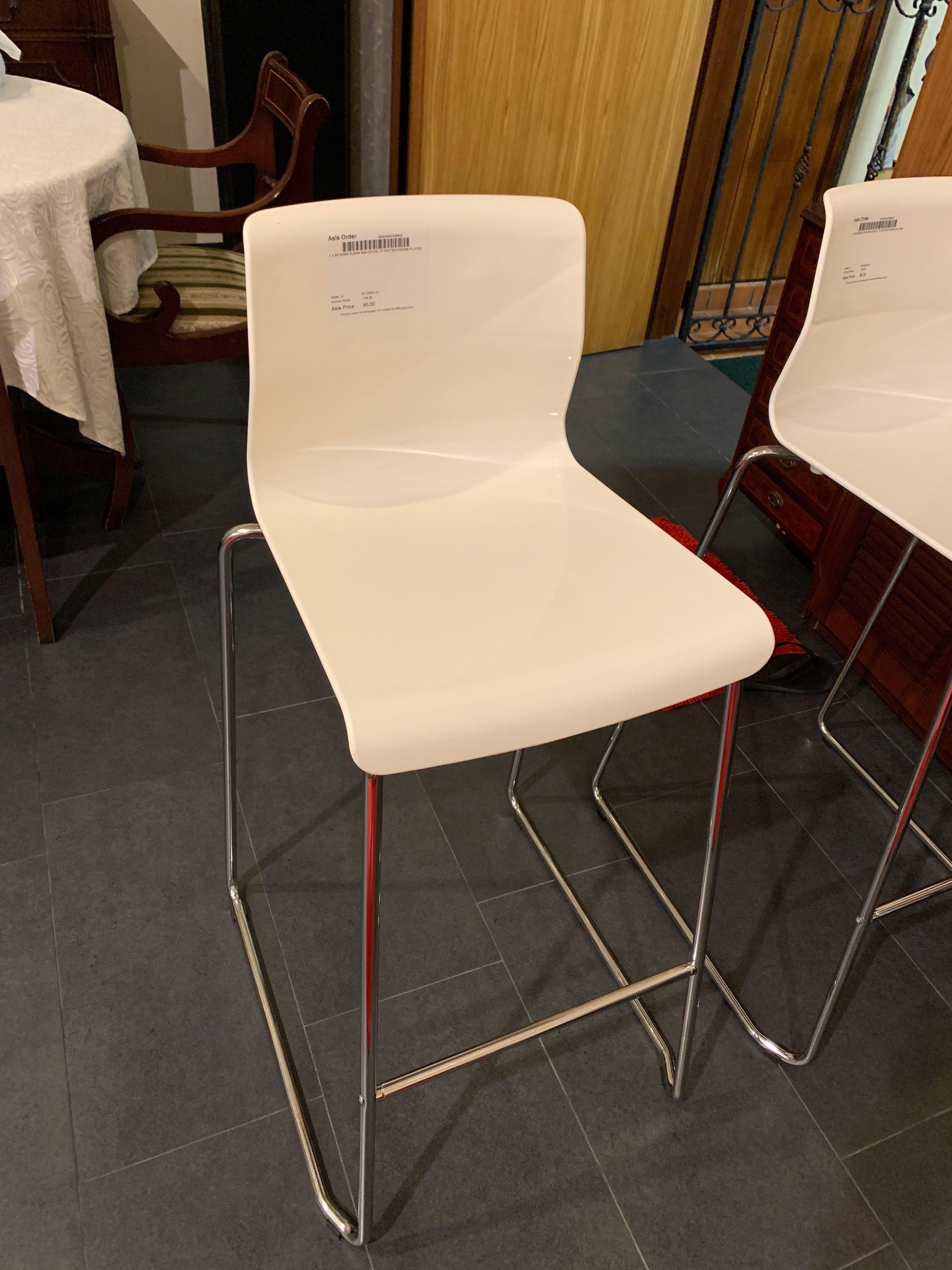 ikea glenn bar stool whitechrome plated