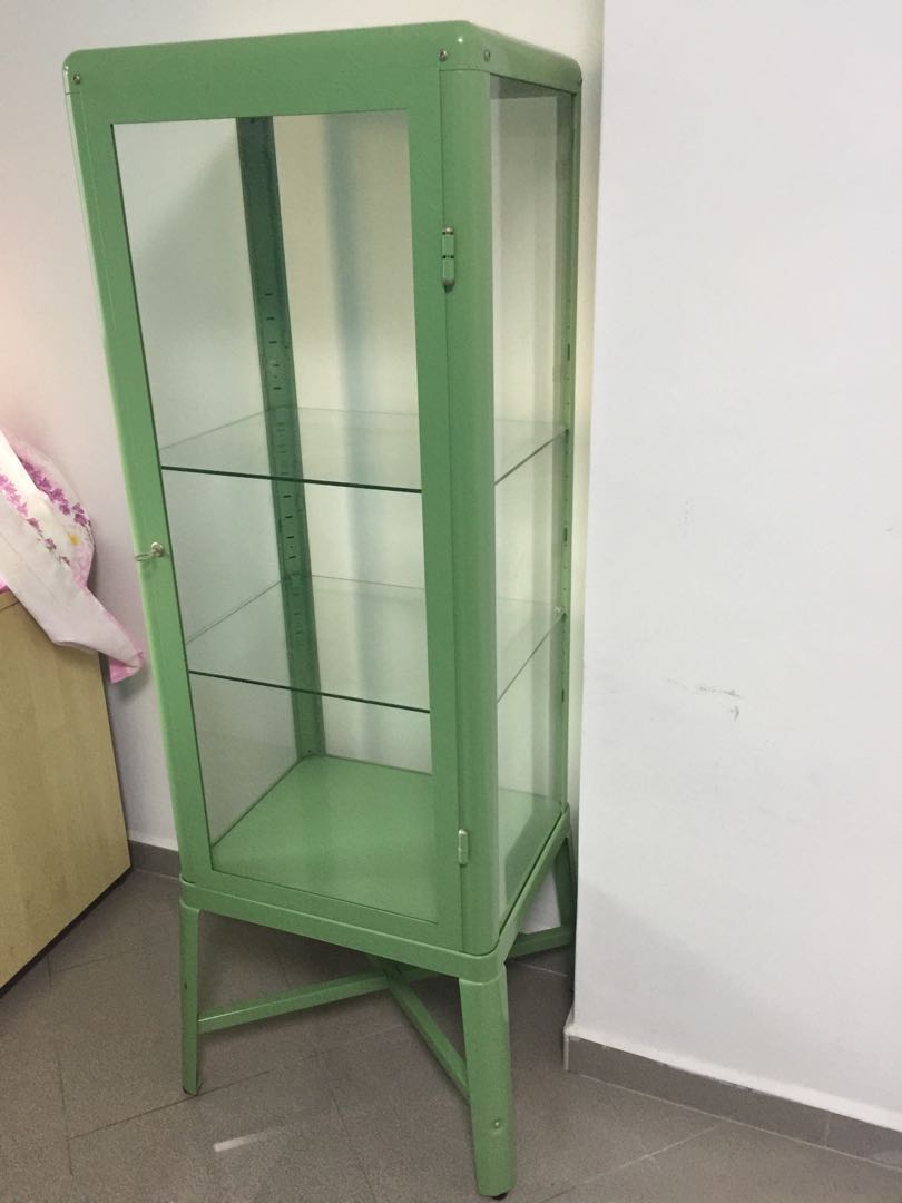 Ikea green color display case unit cupboard glass