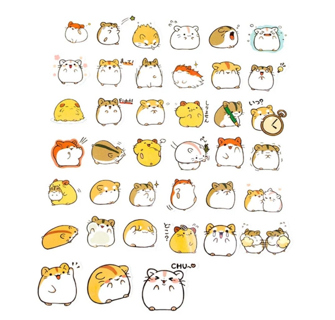 [INSTOCK] Cute Hamster Stickers, Hobbies & Toys, Stationery & Craft