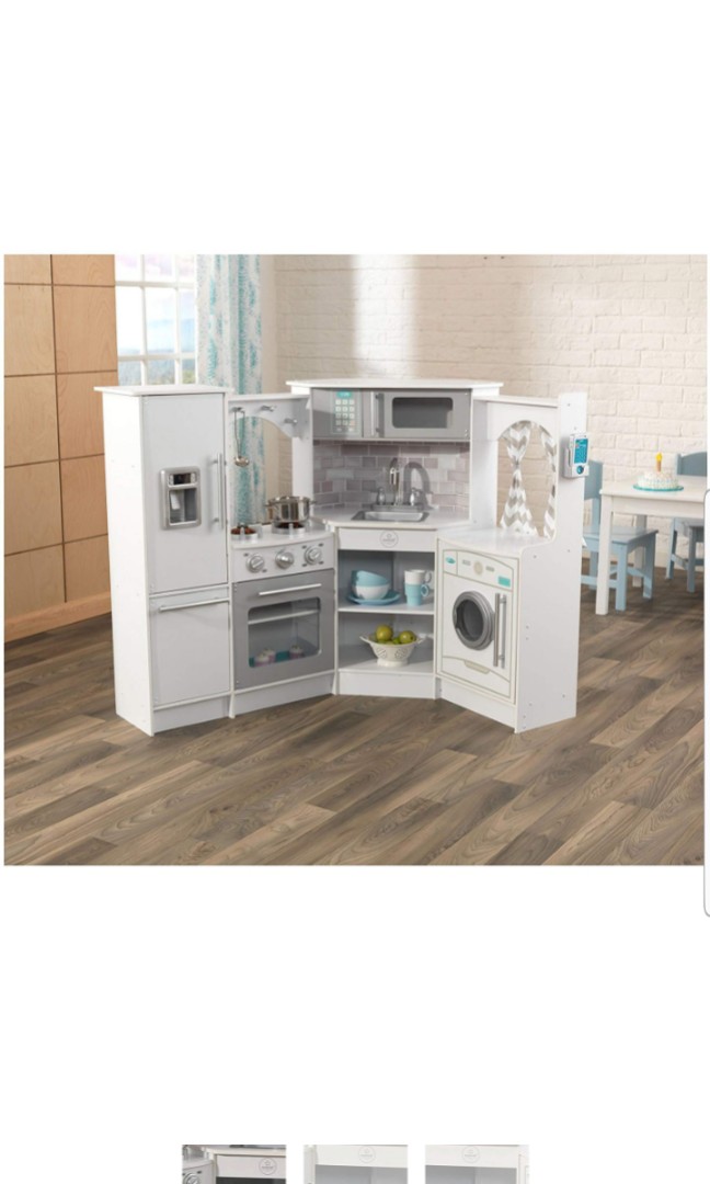 Kidkraft Ultimate Corner Play Pretend Wooden Wood Kitchen Oven Microwave Refrigerator Fridge Freezer Hob Cooker Microwave Phone And Washing Machine With Lights And Sounds White Toys Games Others On Carousell