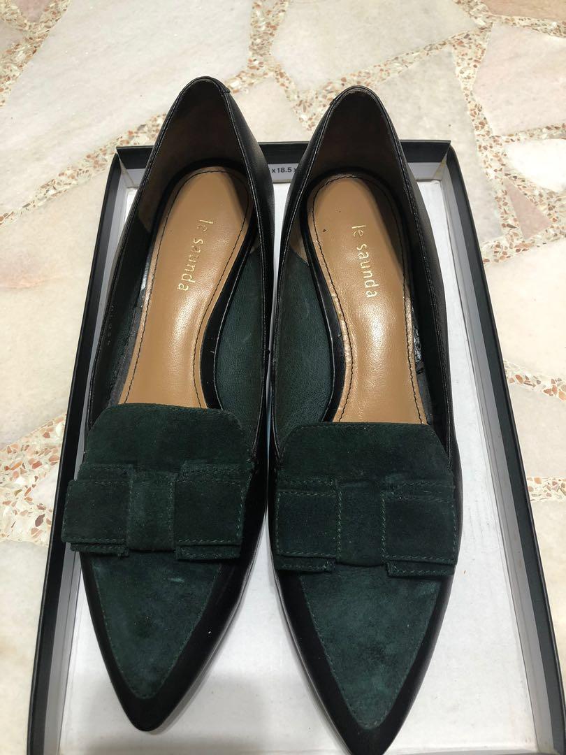 Le Saunda Shoes - Green and Black with 