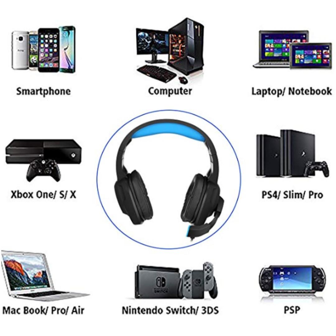 PHOINIKAS H9 Wired Stereo Gaming Headset PS4 Xbox One Over Ear Headphones with Noise Isolating Mic LED Light Volume Control for Laptop PC