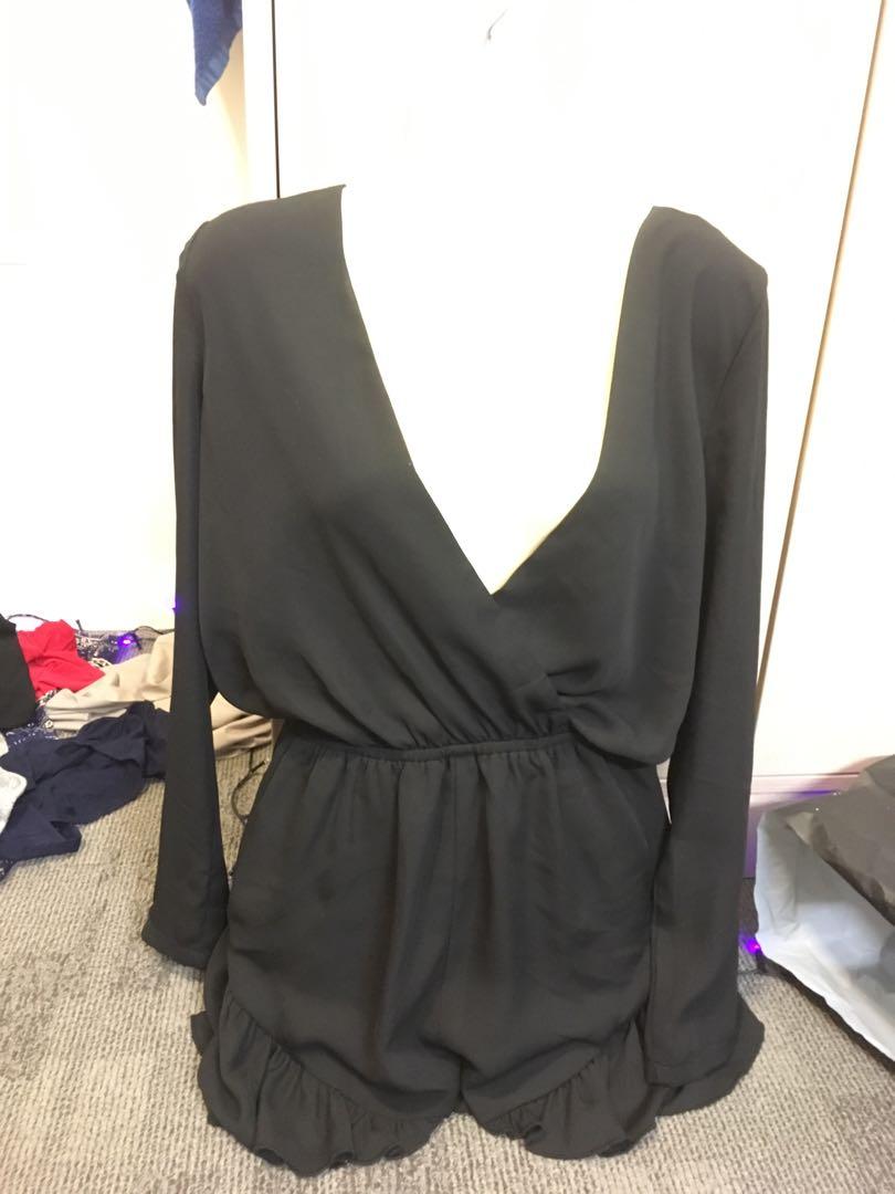 Playsuit black (Category: Clothes) located in Auckland. Submitted by born_a_petite (Listing ID 217629668, Image 2). Description: Fits size 8-10.
