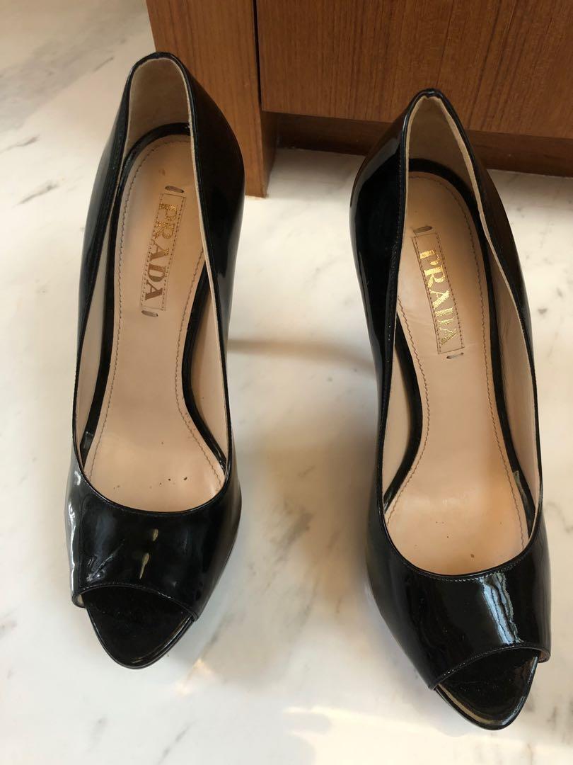 Prada black patent high heels, Women's 