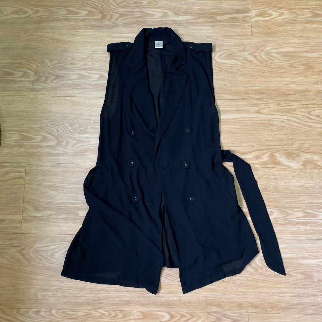 long sheer sleeveless vest