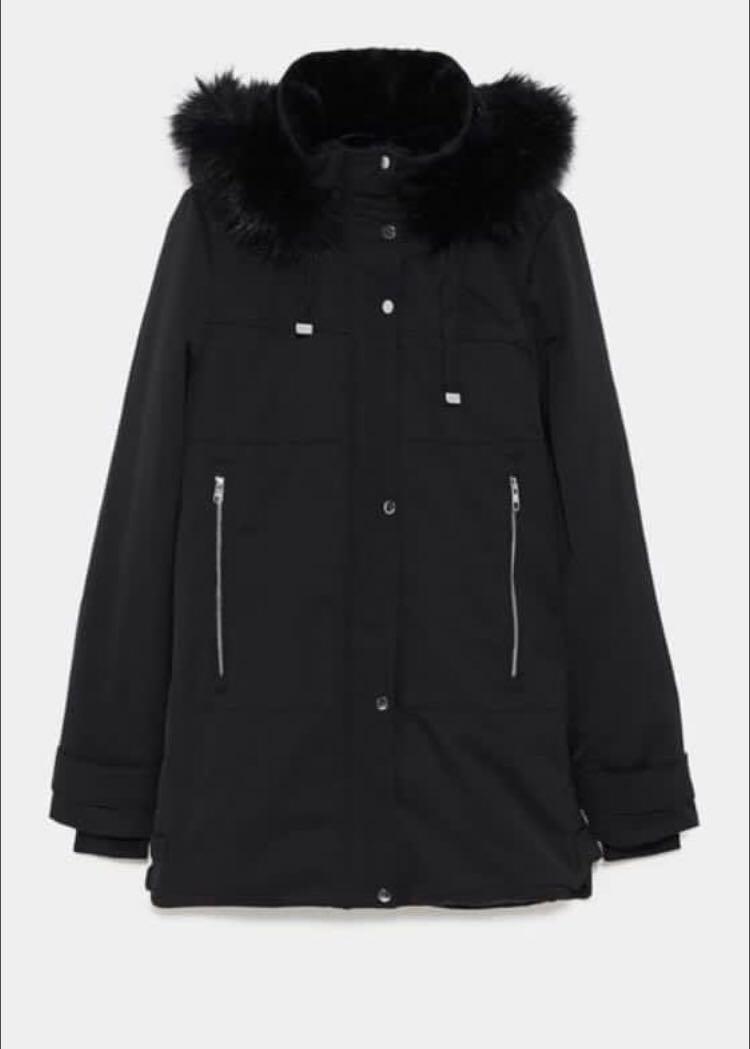 zara quilted parka with hood