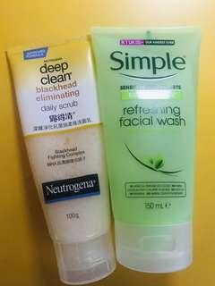 Simple Refreshing Facial Wash &  Neutrogena Deep Clean Blackhead Eliminating Scrub
