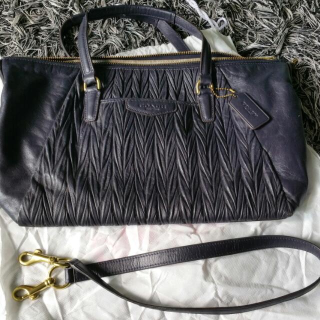 Coach pleated leather bag clearance