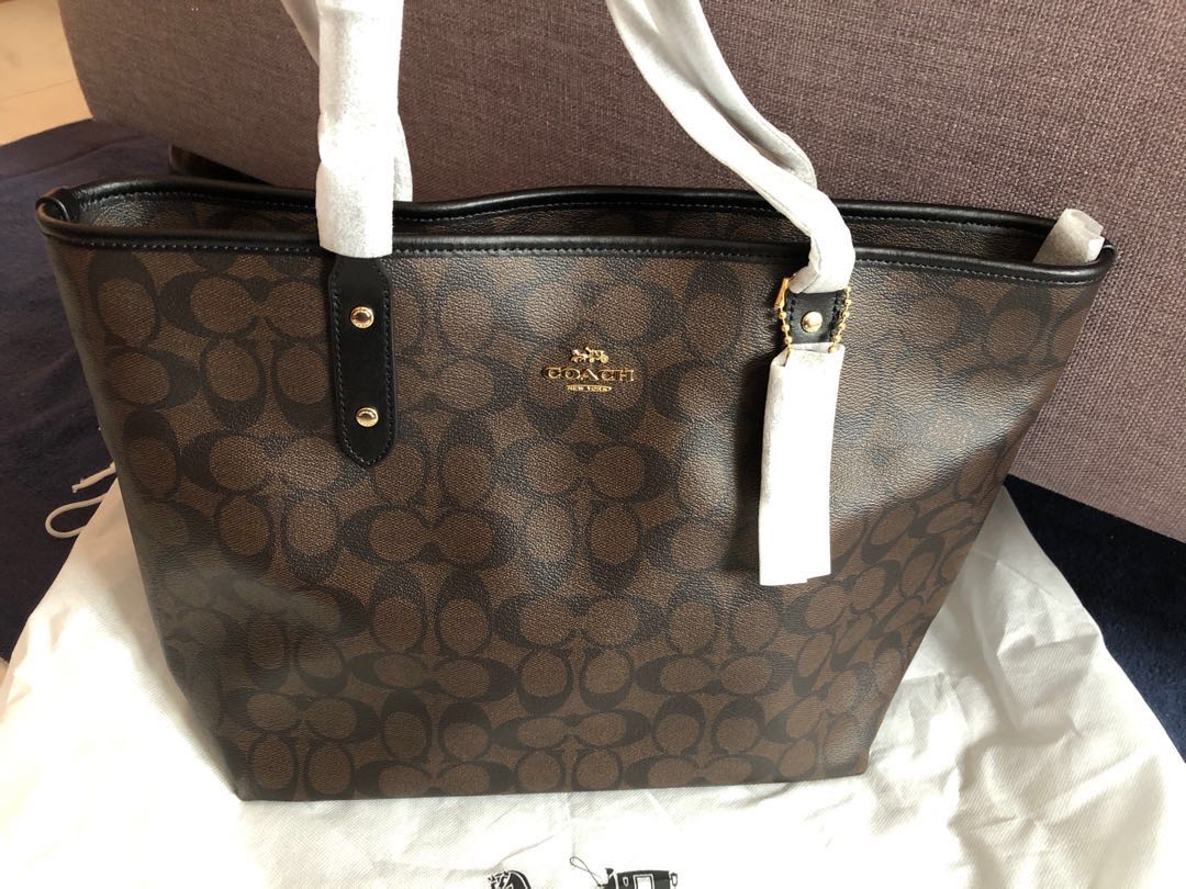 coach purse brown and black