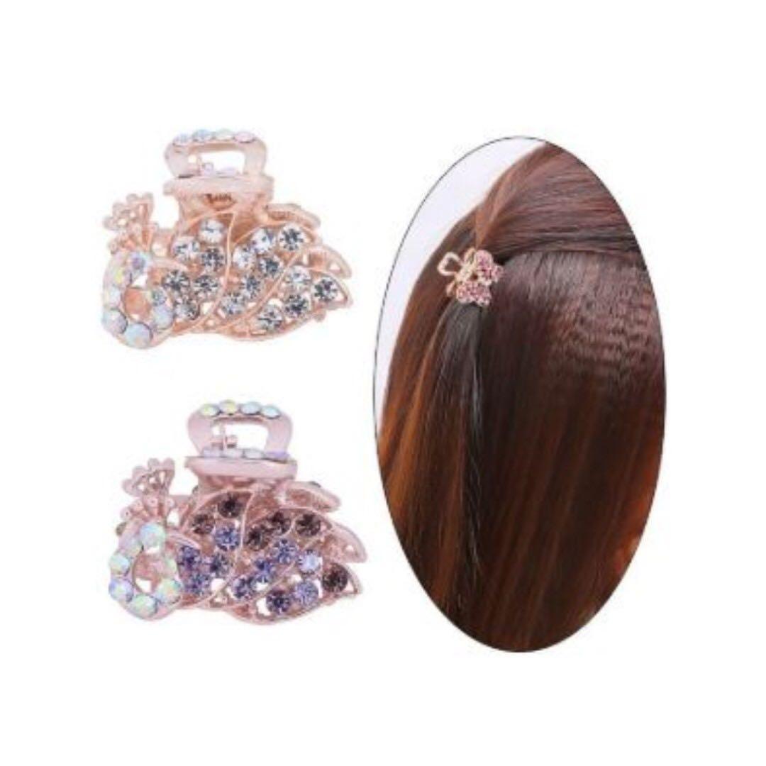 mini hair clips with rhinestones