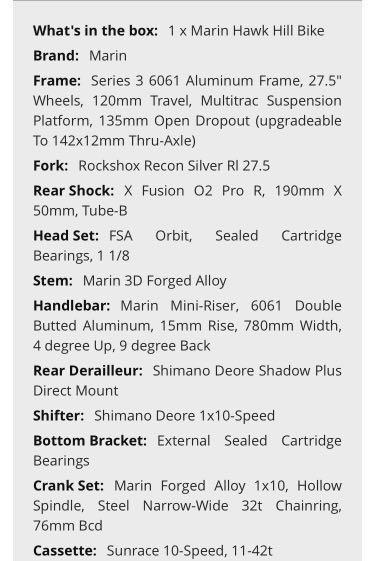 Marin hawk hill size chart best sale