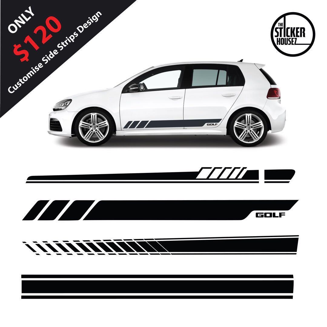 Customisable Racing Side Stripes Design Vinyl Car Wrap Sticker