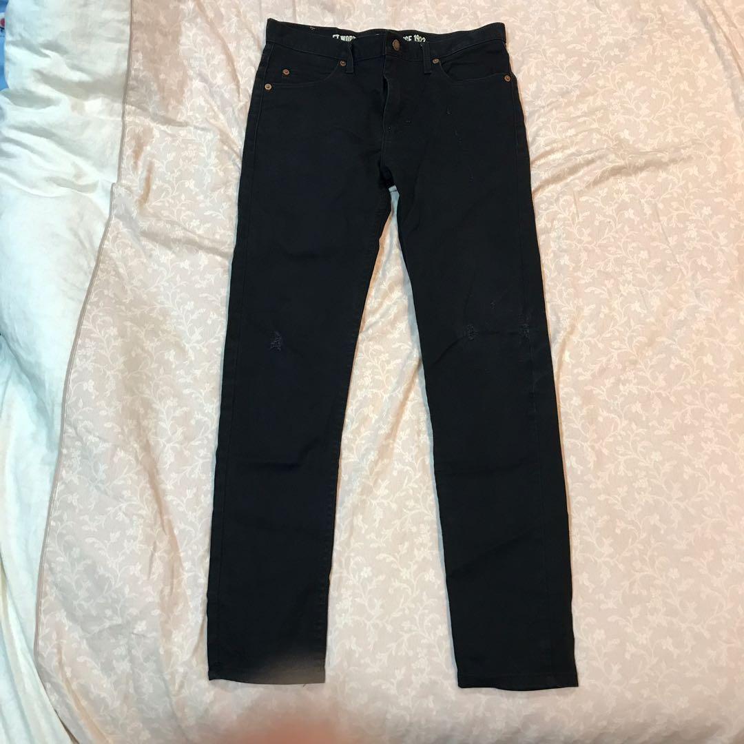 dickies 尺寸w29 黑色 窄版 工作长裤 膝盖有破, 他的时尚, 裤子在