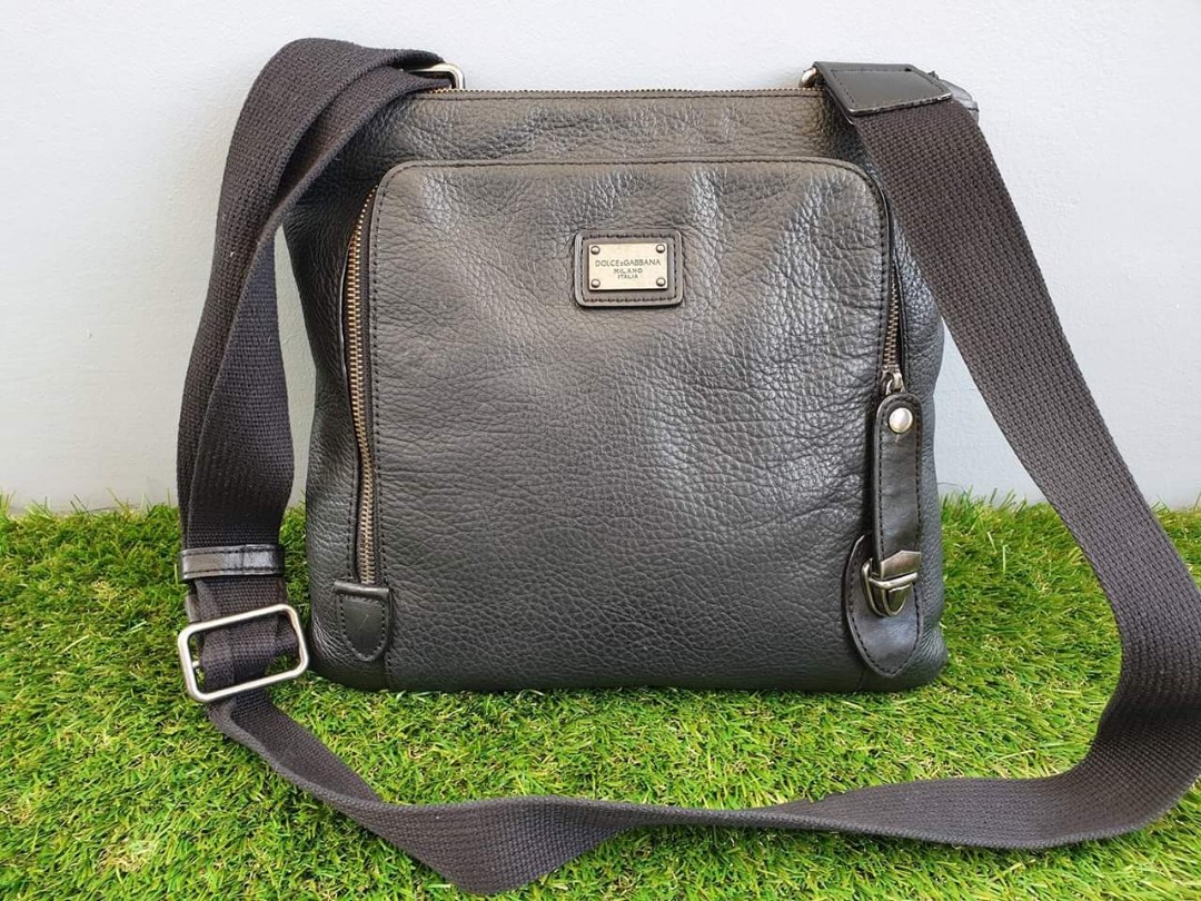 Dolce & Gabbana black genuine leather sling bag, Men's Fashion, Bags ...