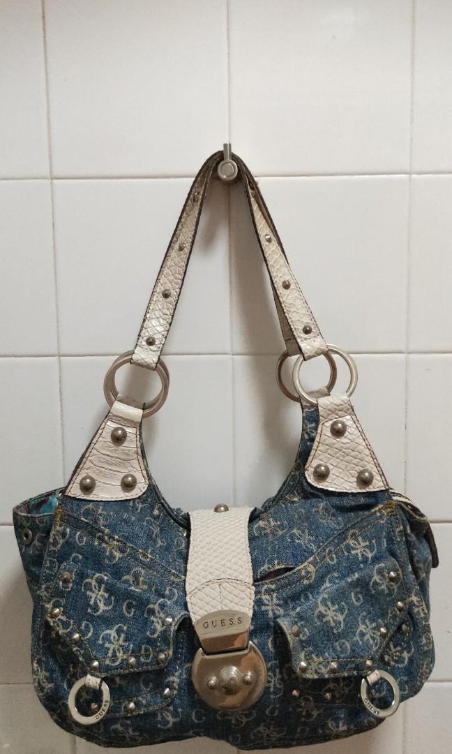 guess denim shoulder bag