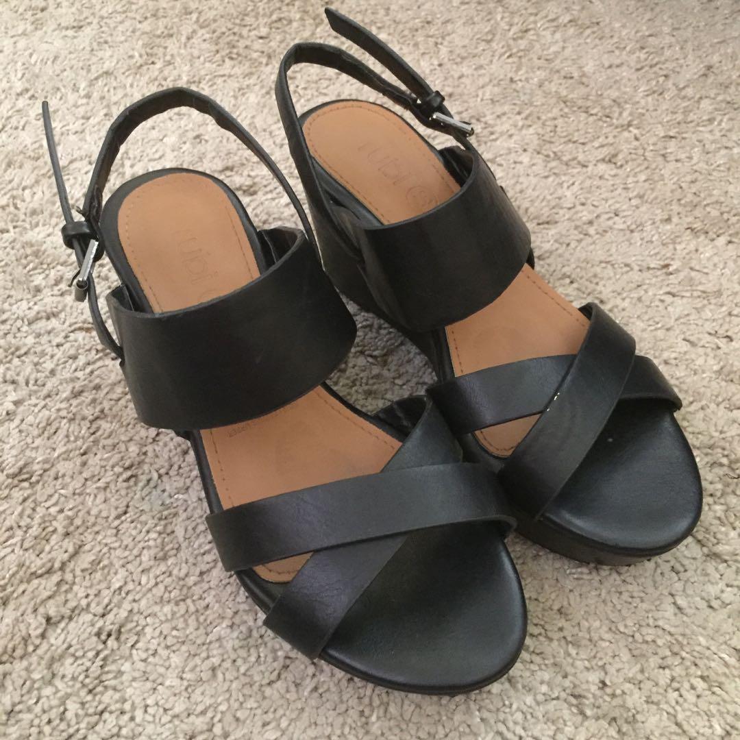 Rubi Cotton On Black Wedges