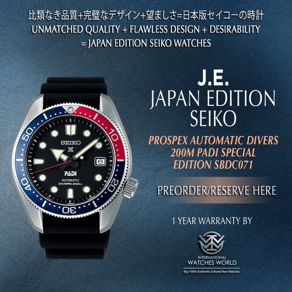 SEIKO JAPAN EDITION PROSPEX AUTOMATIC 200M DIVER PADI EDITION SPECIAL EDITION SBDC071