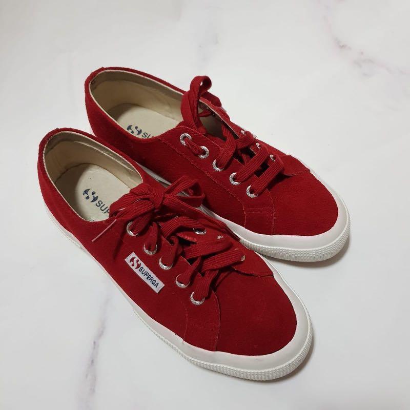 Superga red shoes, Women's Fashion 